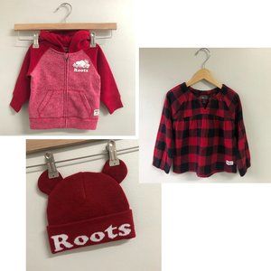 ROOTS - 3/$30 BABY HOODY + PLAID SHIRT + HAT